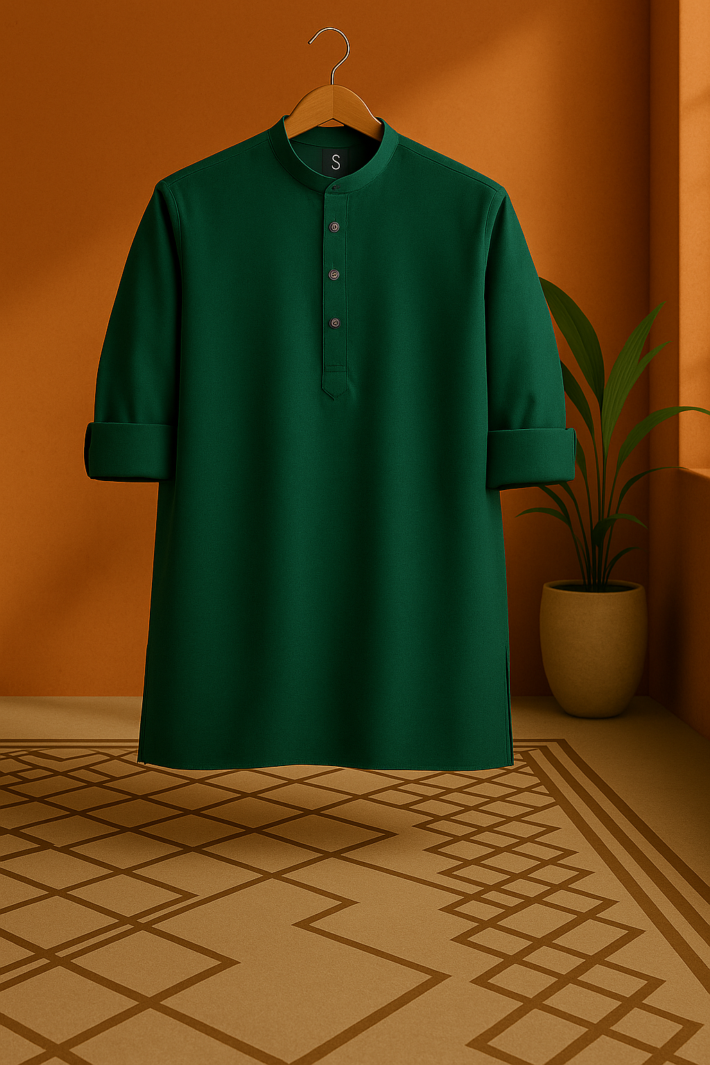 Anuvrat (अनुव्रत) – Dark Green - Premium Linen Blend Short Kurta