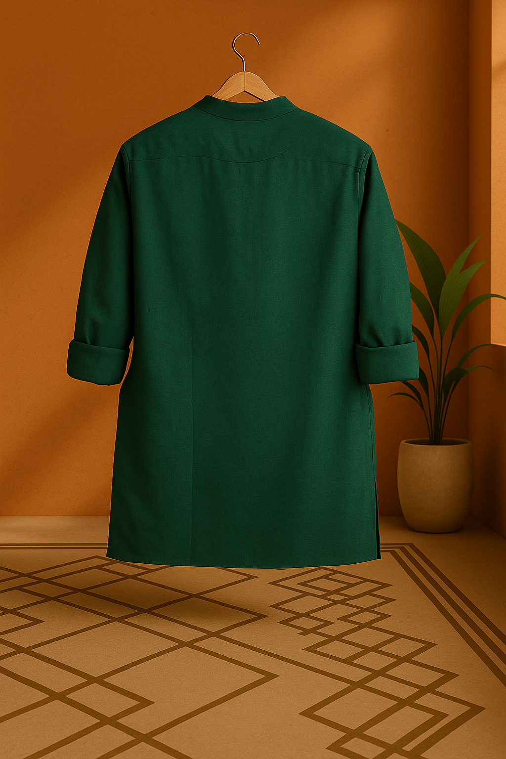 Anuvrat (अनुव्रत) – Dark Green - Premium Linen Blend Short Kurta