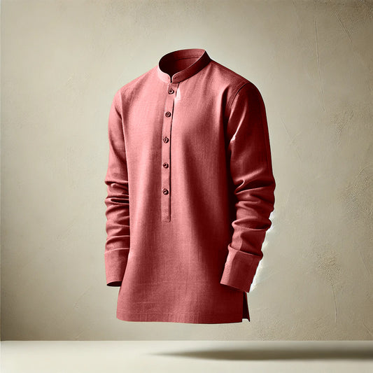 Gulabi (गुलाबी) – Soft Pink - Premium Linen Blend Short Kurta